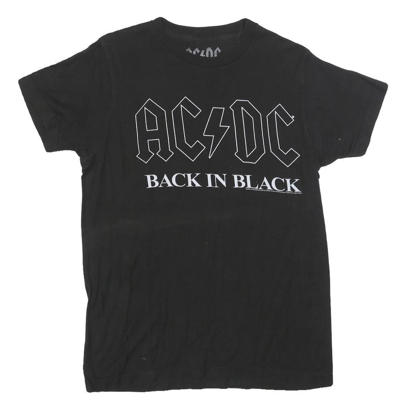 ACDC Womens Black Back In Black Graphic T-Shirt S Short Sleeve Crew Neck Band