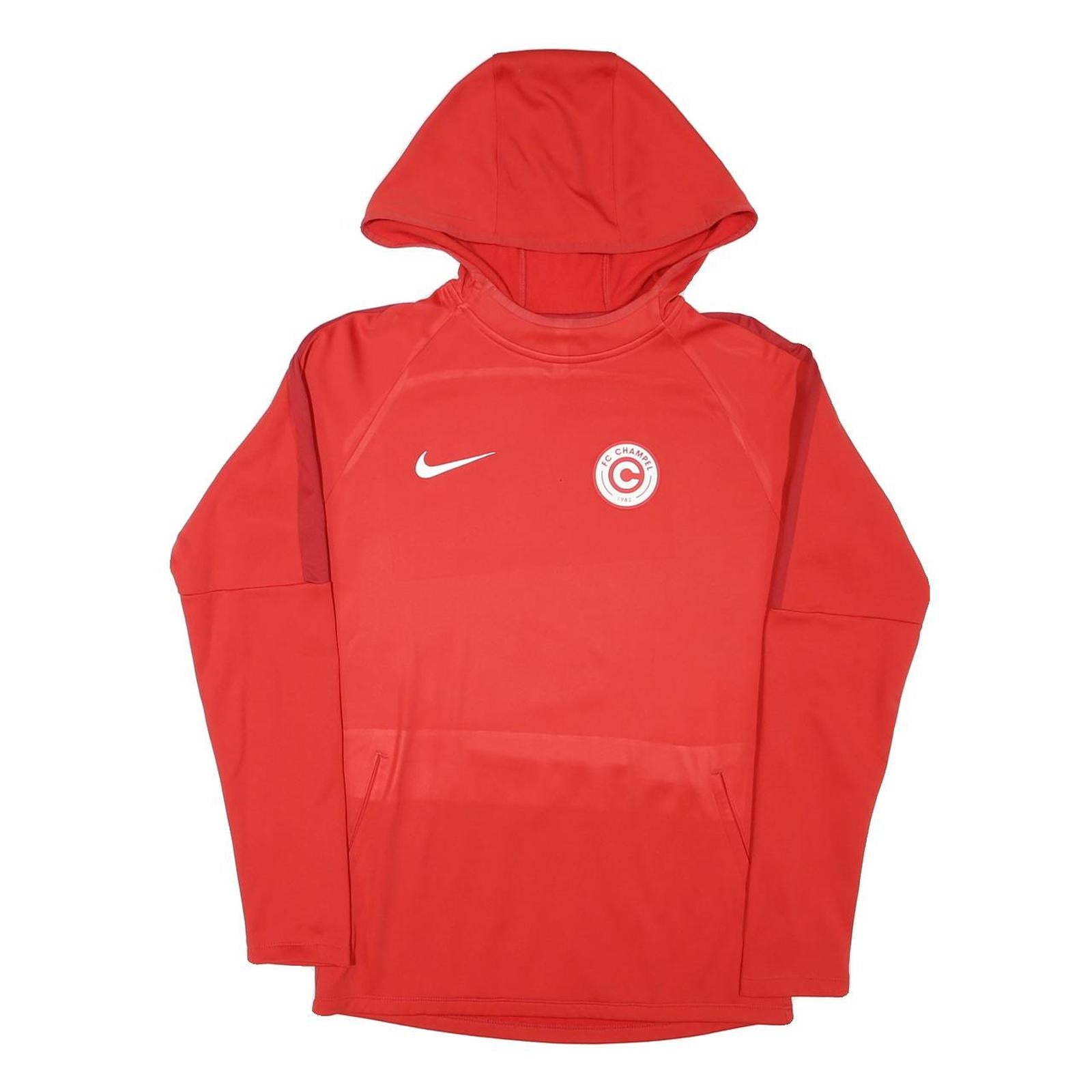 NIKE Mens Red FC Champer Hoodie S Polyester Blend Athletic Sweatshirt