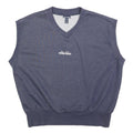 ELLESSE Womens Blue V-Neck Sweatshirt UK 12 Sleeveless Cotton Blend Pullover