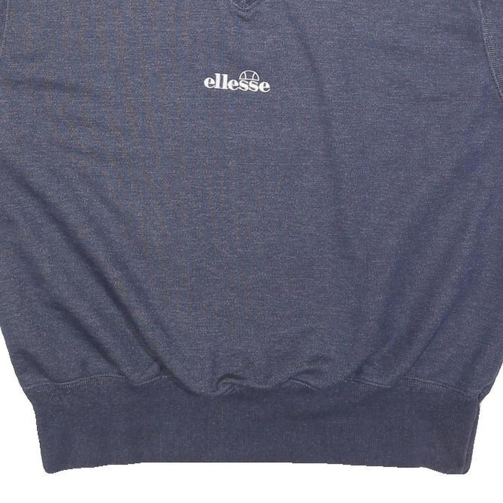 ELLESSE Womens Blue V-Neck Sweatshirt UK 12 Sleeveless Cotton Blend Pullover