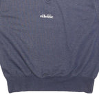 ELLESSE Womens Blue V-Neck Sweatshirt UK 12 Sleeveless Cotton Blend Pullover