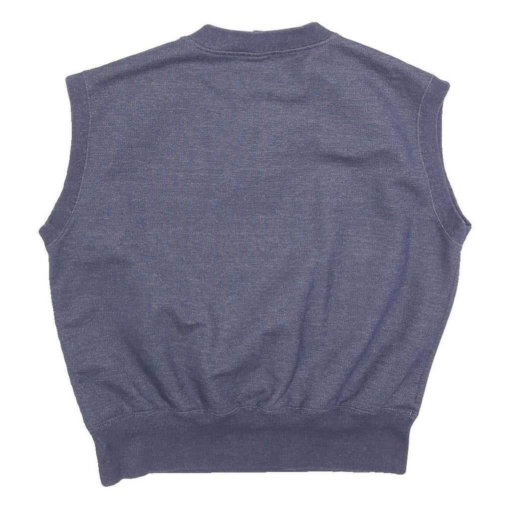 ELLESSE Womens Blue V-Neck Sweatshirt UK 12 Sleeveless Cotton Blend Pullover