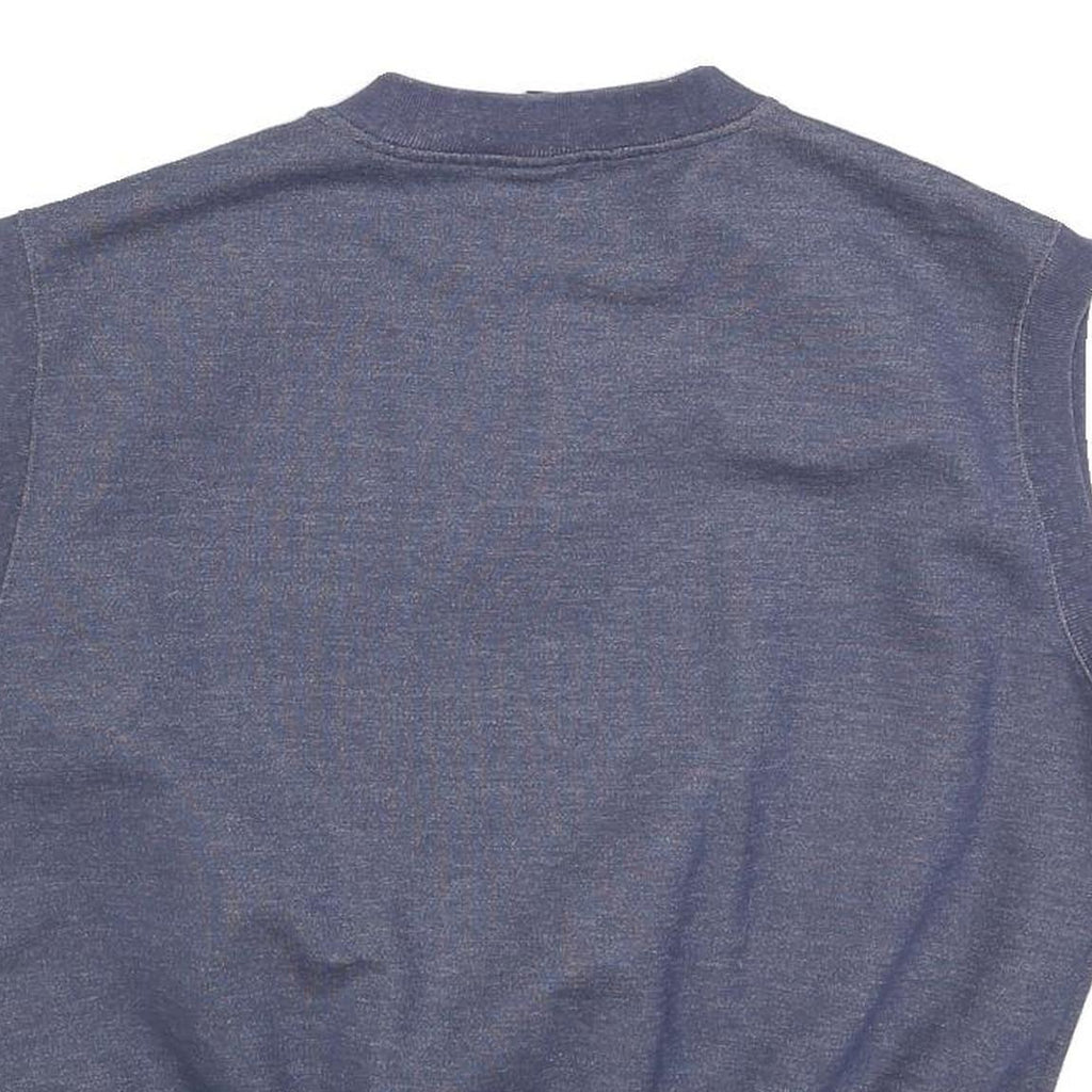 ELLESSE Womens Blue V-Neck Sweatshirt UK 12 Sleeveless Cotton Blend Pullover