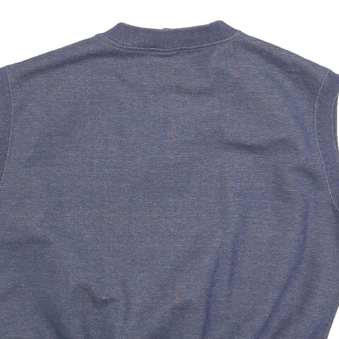 ELLESSE Womens Blue V-Neck Sweatshirt UK 12 Sleeveless Cotton Blend Pullover