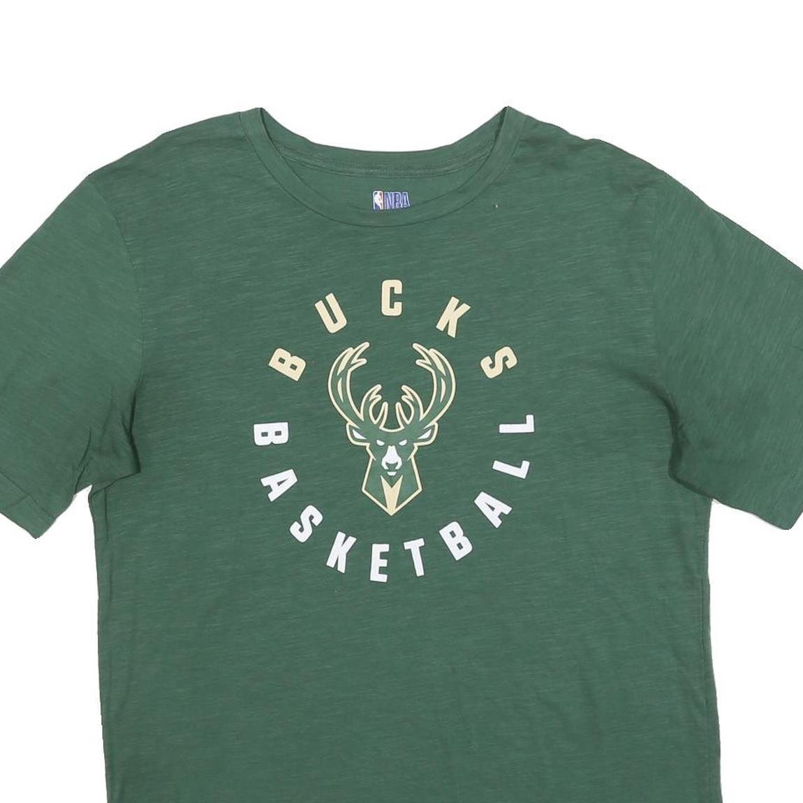 NBA Mens Green Milwaukee Bucks Basketball Graphic T-Shirt L Short Sleeve Crew