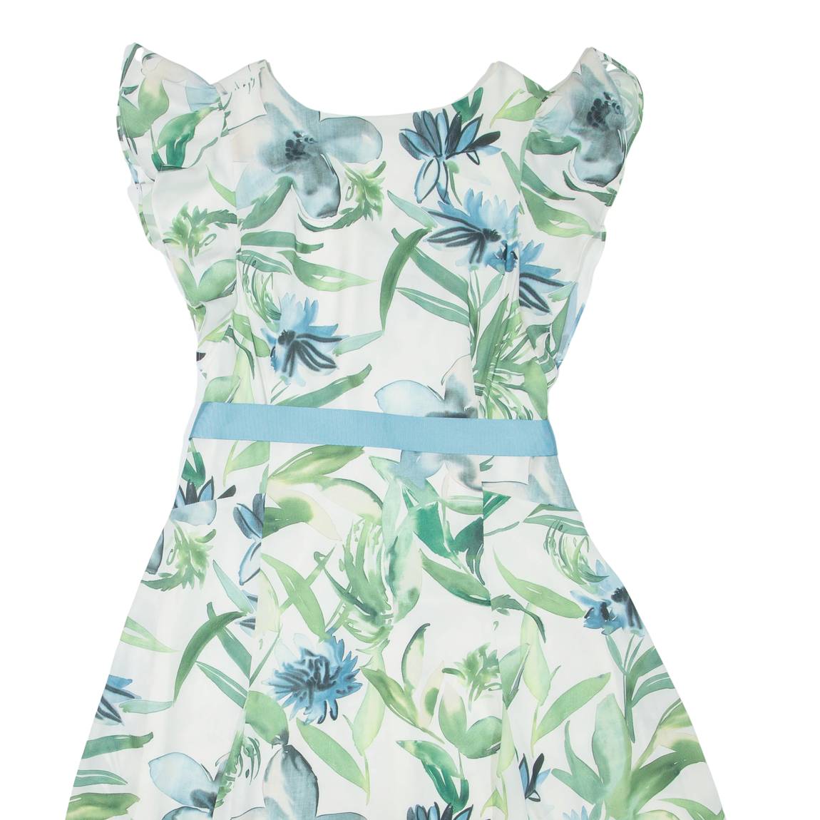 PHASE EIGHT Belted Womens Day Dress White Floral Sleeveless Knee Length UK 12