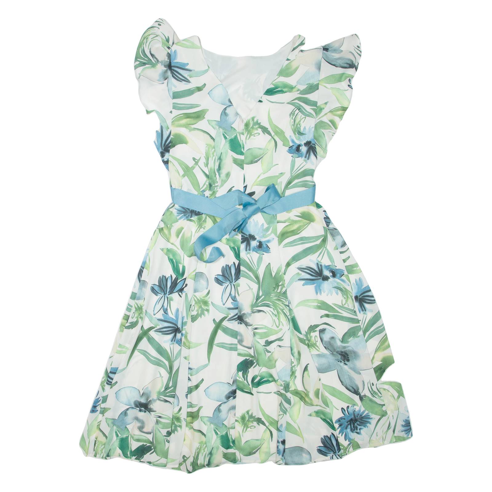 PHASE EIGHT Belted Womens Day Dress White Floral Sleeveless Knee Length UK 12