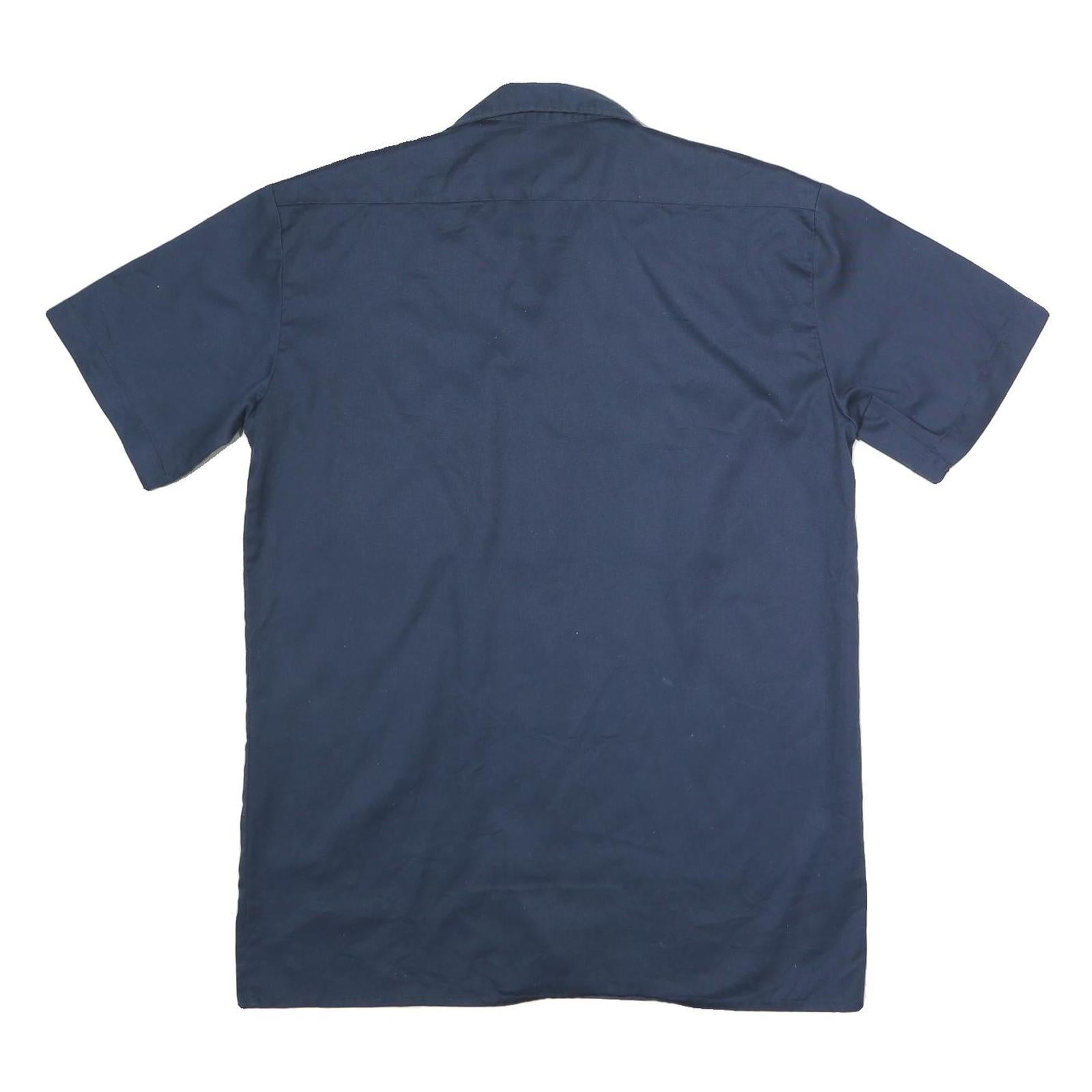 DICKIES Mens Navy Blue Work Shirt M Polyester Blend Durable Button Pocket