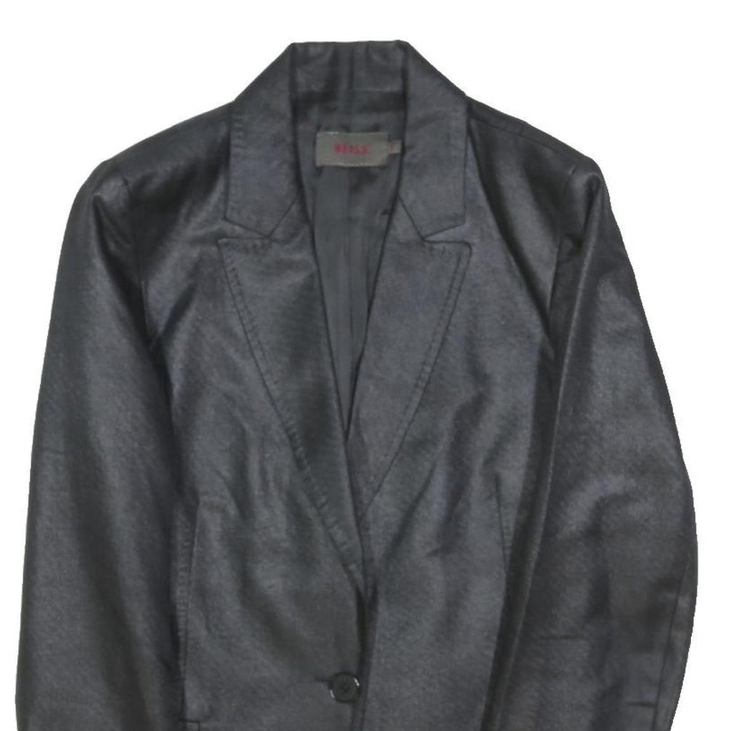 REISS Womens Black Classic Jacket S Polyester Blend Plain Button Closure