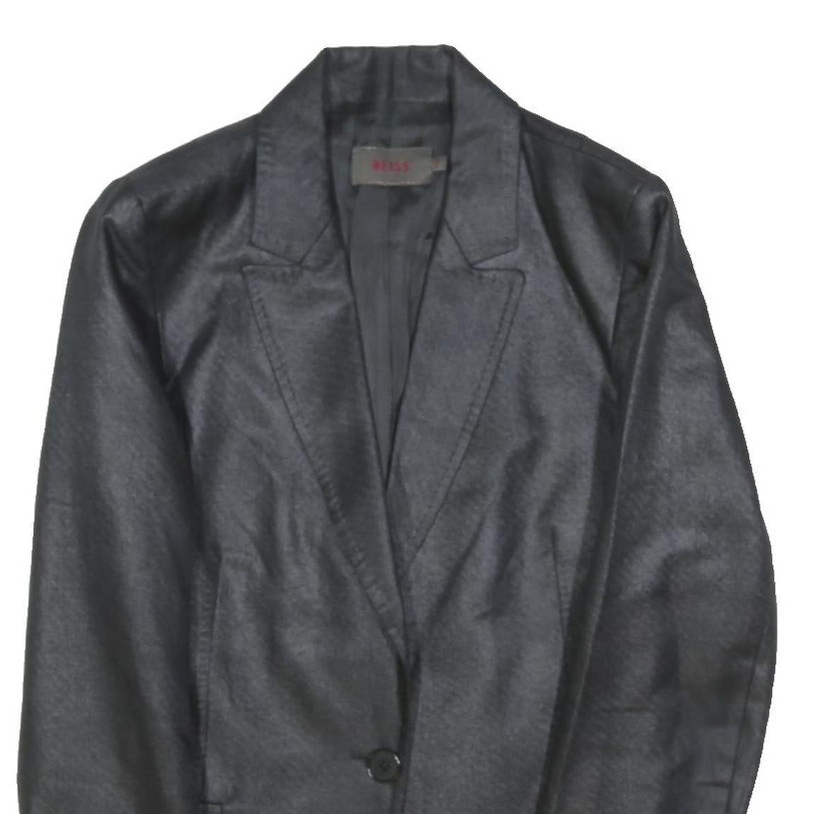 REISS Womens Black Classic Jacket S Polyester Blend Plain Button Closure