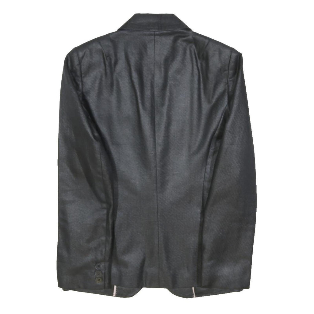 REISS Womens Black Classic Jacket S Polyester Blend Plain Button Closure