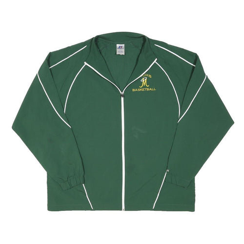 RUSSELL ATHLETIC Mens Green Basketball Sports Zip Jacket L Polyester Blend