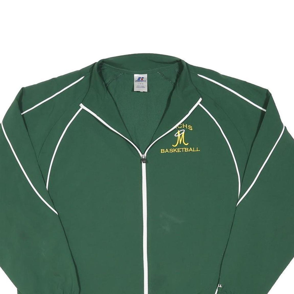 RUSSELL ATHLETIC Mens Green Basketball Sports Zip Jacket L Polyester Blend