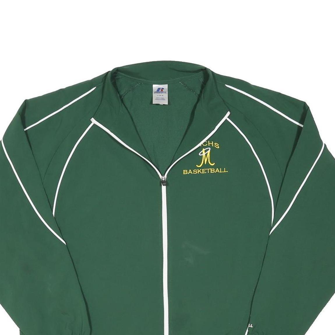 RUSSELL ATHLETIC Mens Green Basketball Sports Zip Jacket L Polyester Blend