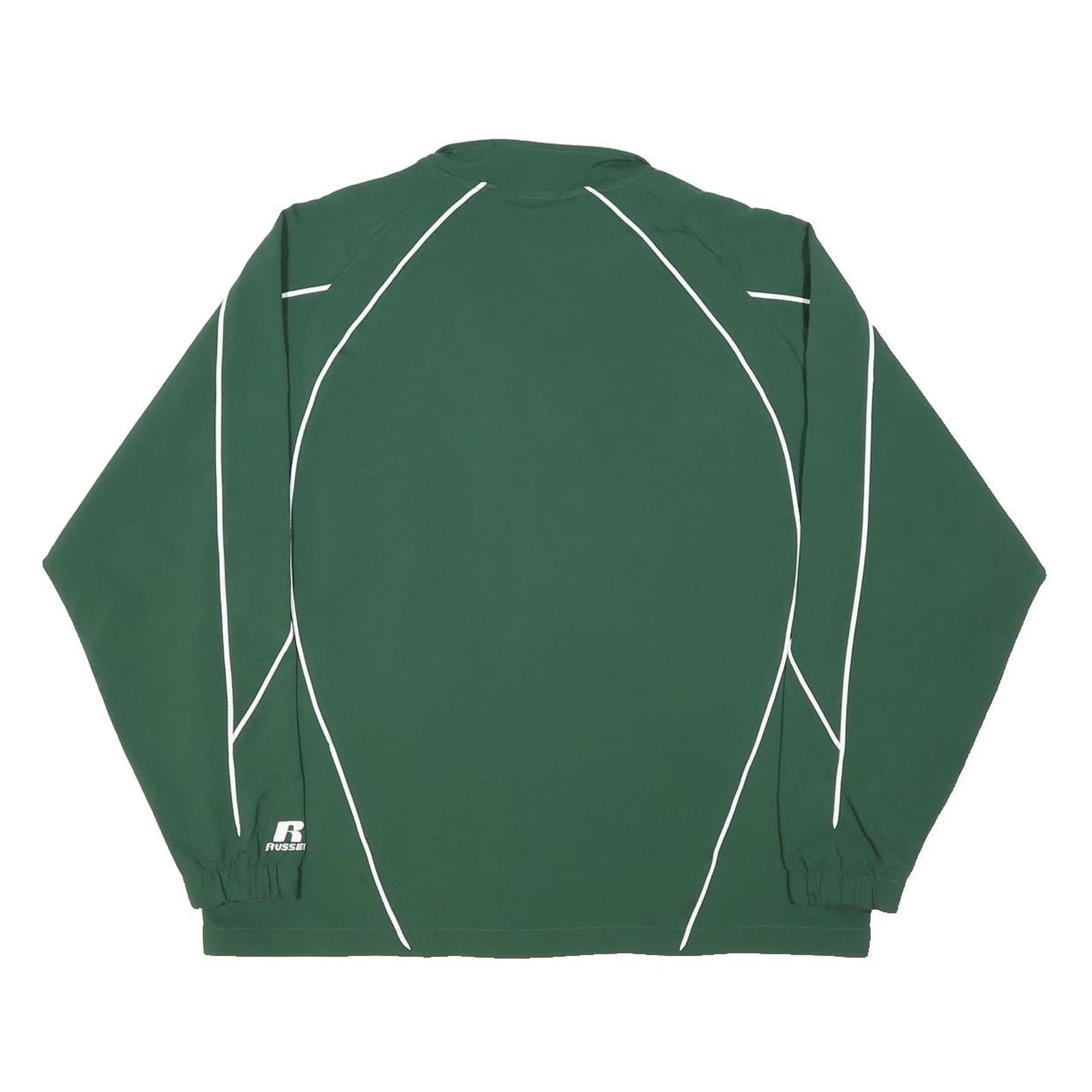 RUSSELL ATHLETIC Mens Green Basketball Sports Zip Jacket L Polyester Blend