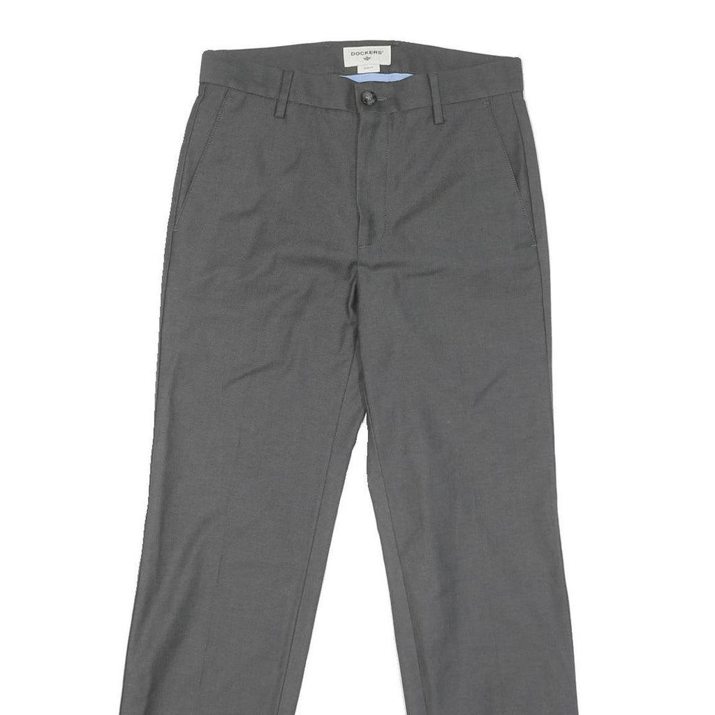 DOCKERS Womens Cotton Blend Grey Slim Straight Trousers W30 L29 Smart Casual