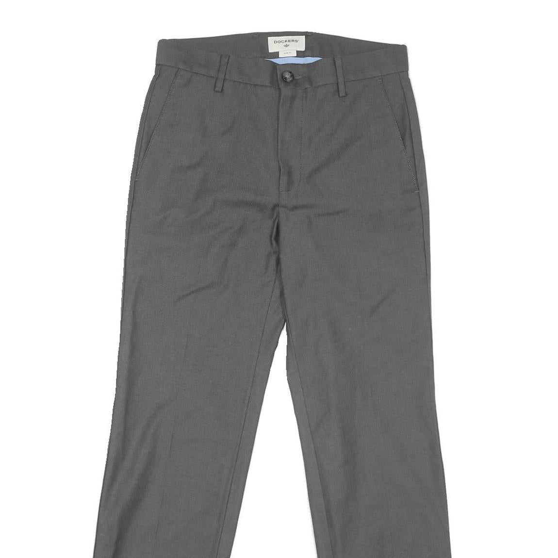 DOCKERS Womens Cotton Blend Grey Slim Straight Trousers W30 L29 Smart Casual