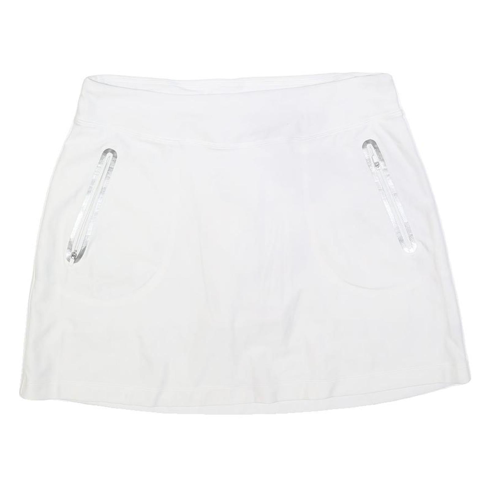 NIKE Womens White Polyester Blend Mini Skort Zip Pockets L Athletic Sports