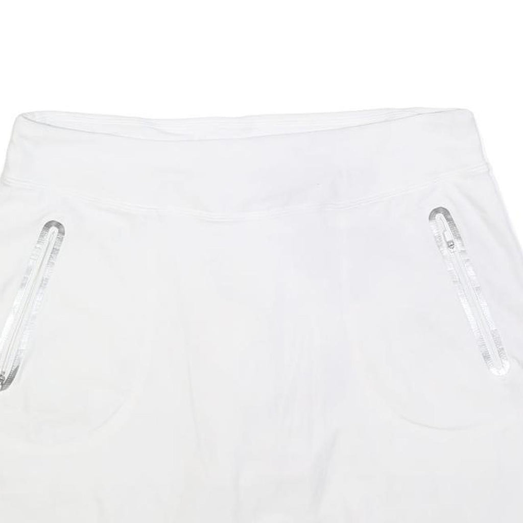NIKE Womens White Polyester Blend Mini Skort Zip Pockets L Athletic Sports