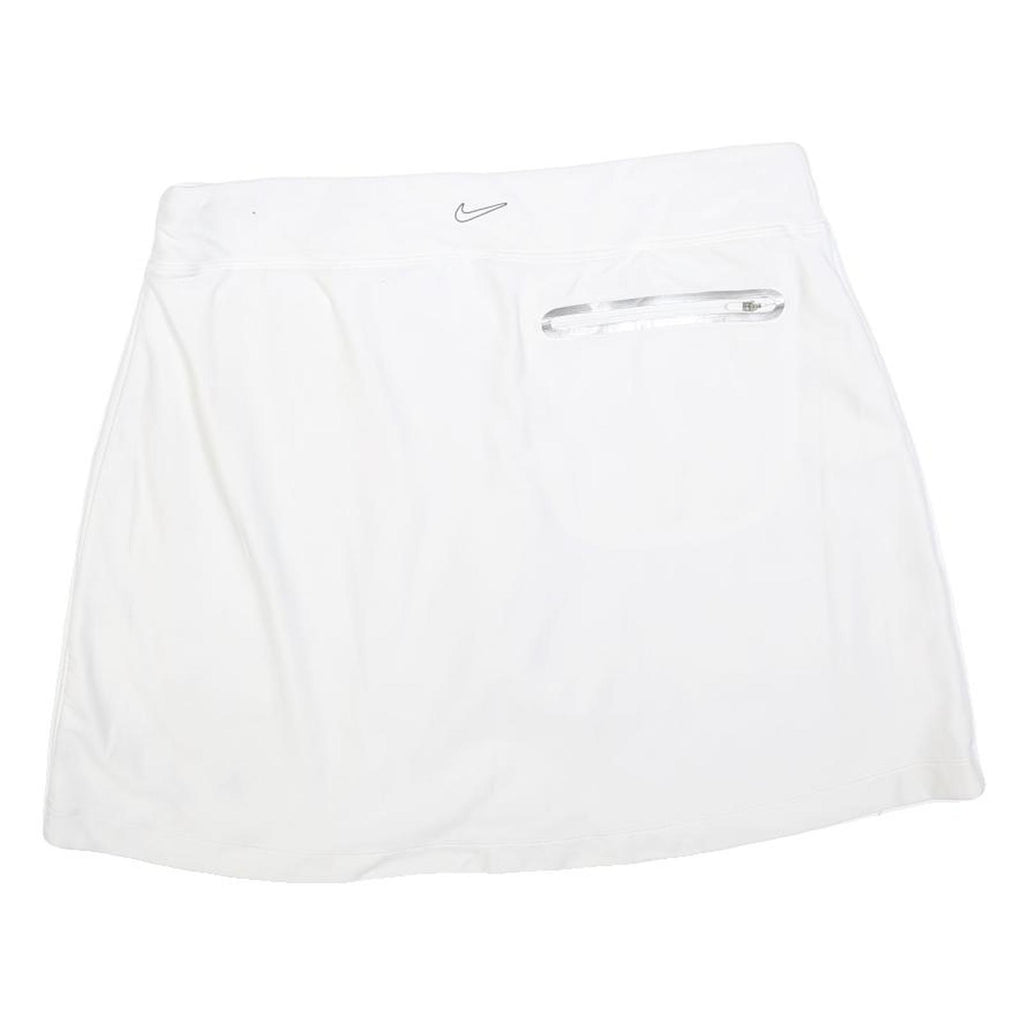 NIKE Womens White Polyester Blend Mini Skort Zip Pockets L Athletic Sports