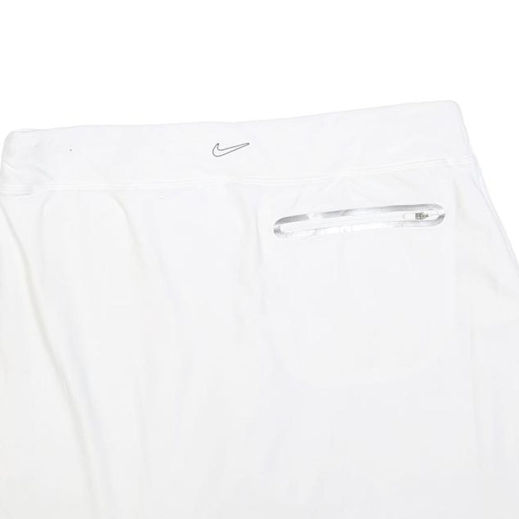 NIKE Womens White Polyester Blend Mini Skort Zip Pockets L Athletic Sports