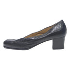 MISS CLAIR Womens Block Heel Leather Pumps Black UK 5 Classic Comfort