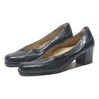 MISS CLAIR Womens Block Heel Leather Pumps Black UK 5 Classic Comfort