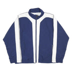 RUSSELL ATHLETIC Mens Blue & White Track Jacket L Nylon Zip Sportswear
