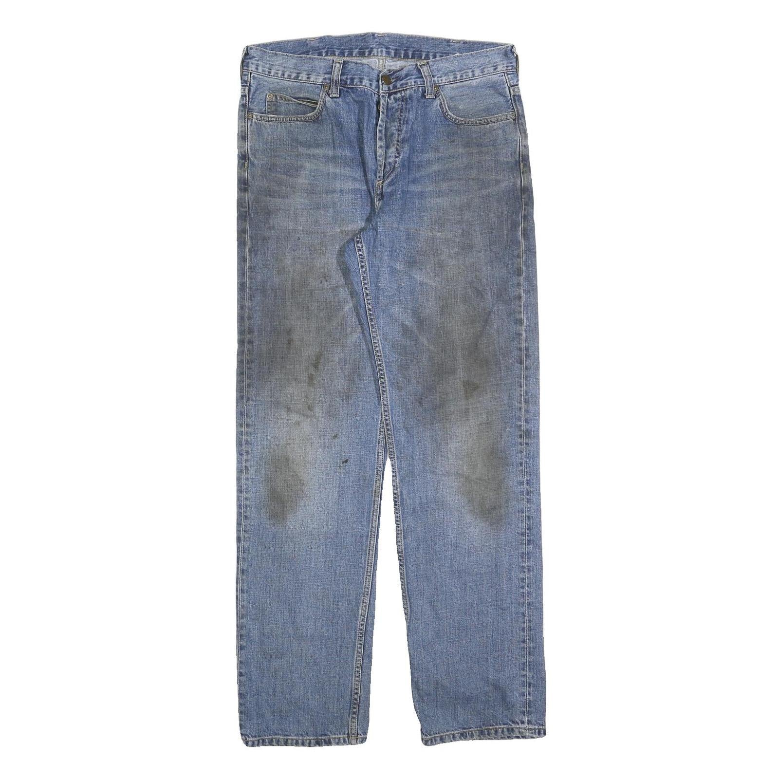 CARHARTT Mens Jeans Blue Regular Straight Denim Raw W31 L32 Casual Workwear