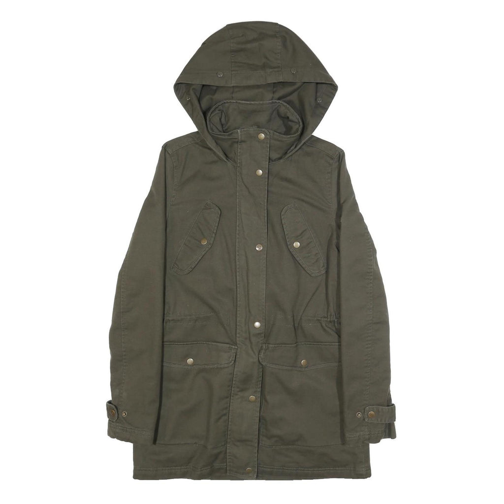 DIESEL Womens Green Cotton Outdoor Jacket XS Hooded Zip Pockets Casual