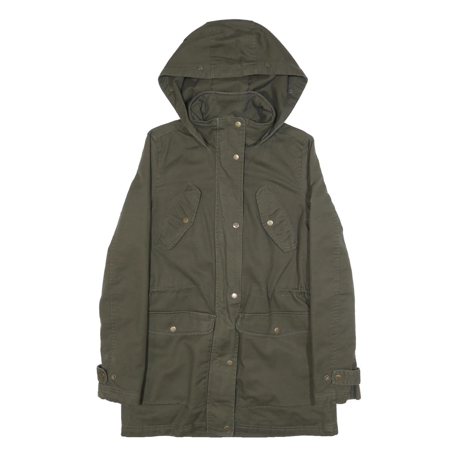 DIESEL Womens Green Cotton Outdoor Jacket XS Hooded Zip Pockets Casual