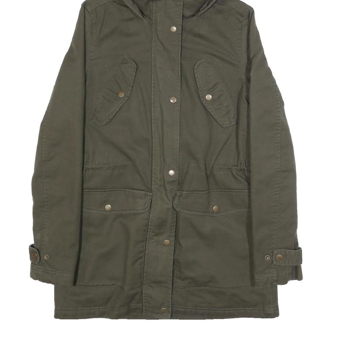 DIESEL Womens Green Cotton Outdoor Jacket XS Hooded Zip Pockets Casual