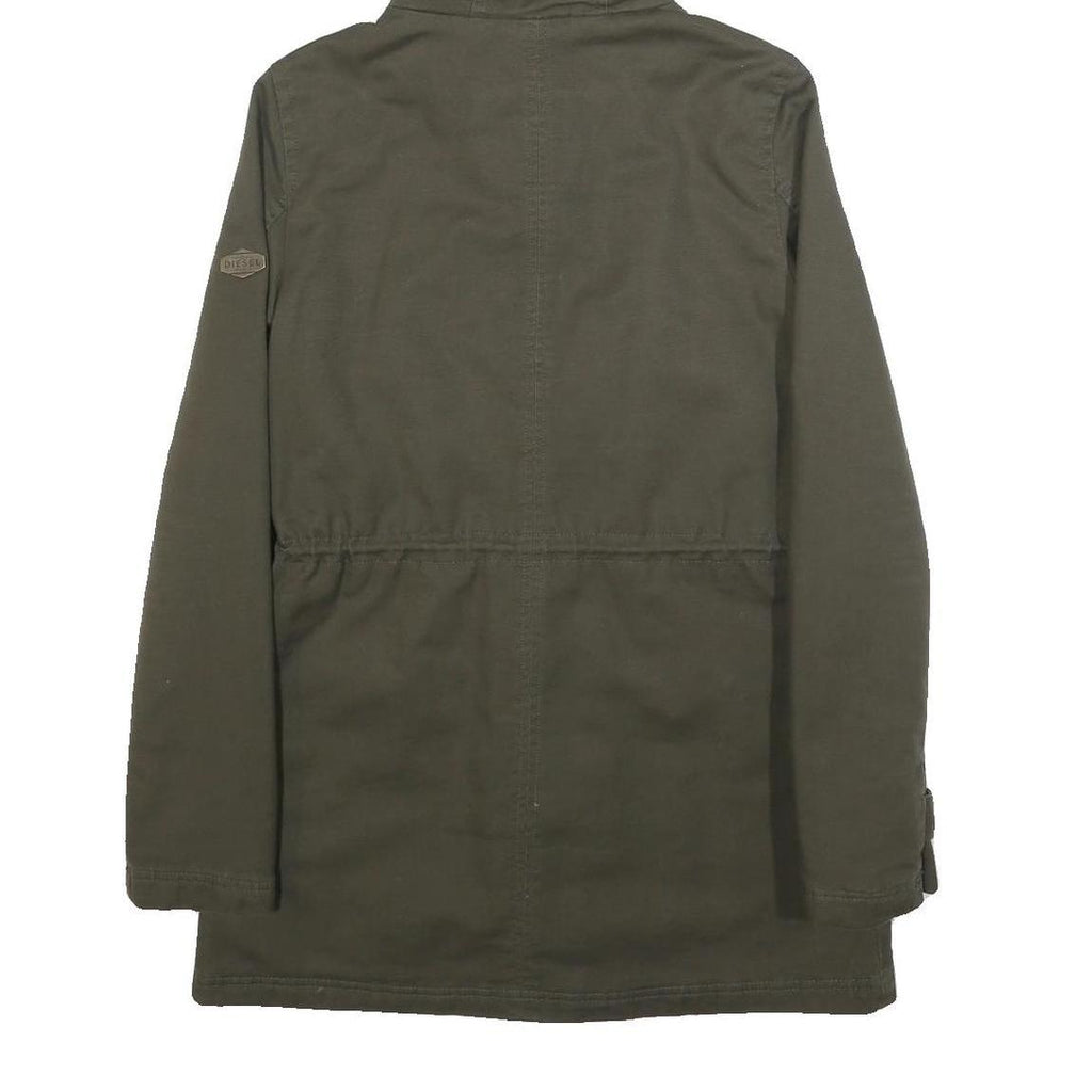 DIESEL Womens Green Cotton Outdoor Jacket XS Hooded Zip Pockets Casual
