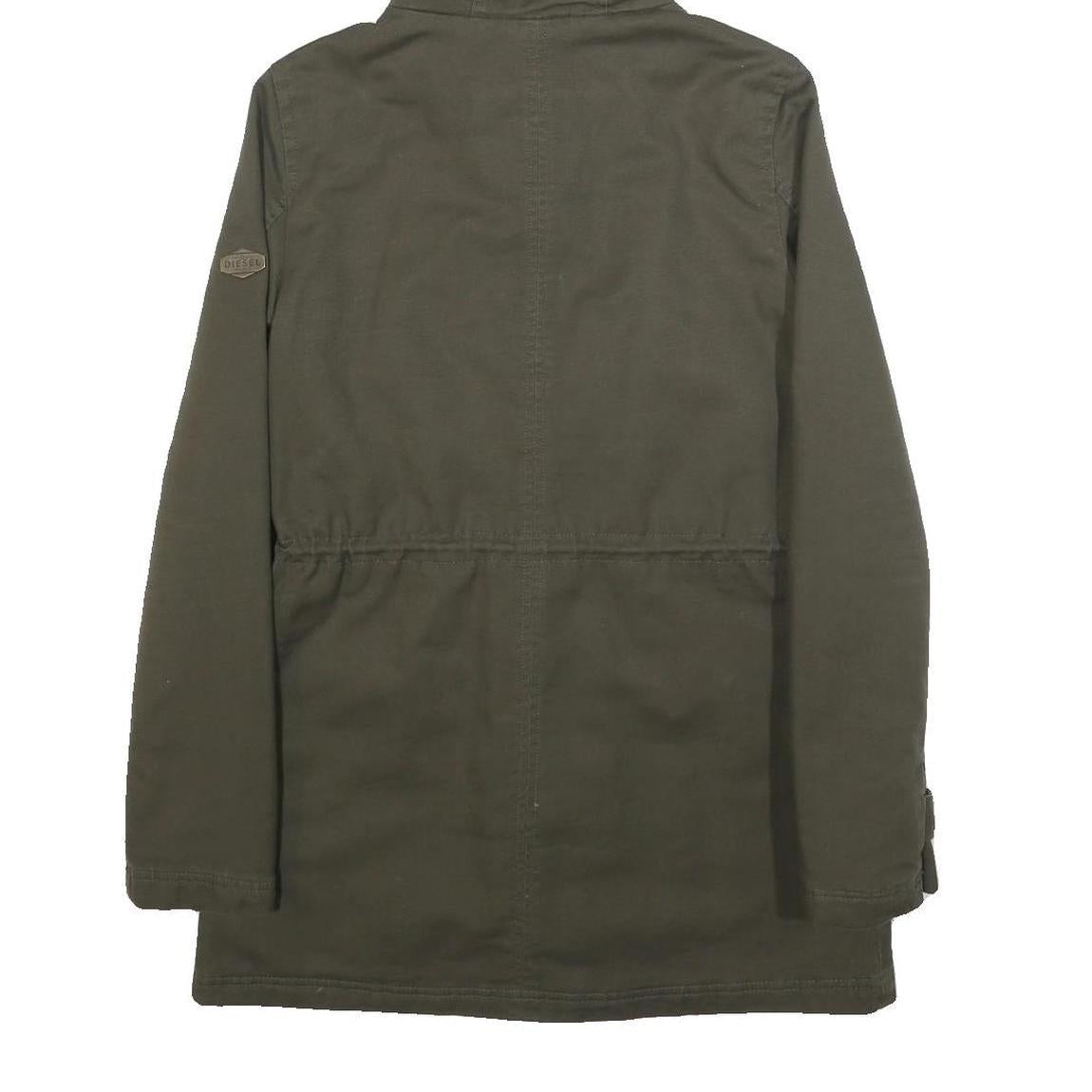 DIESEL Womens Green Cotton Outdoor Jacket XS Hooded Zip Pockets Casual