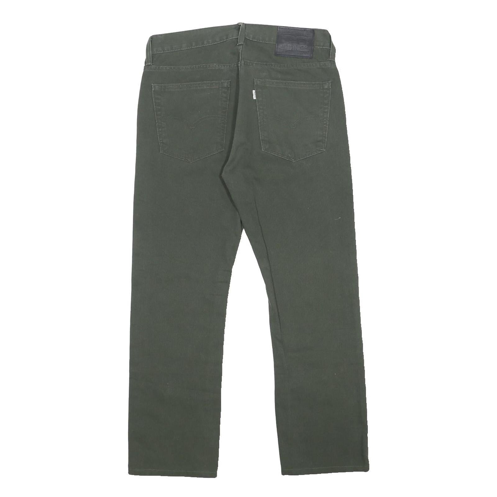 LEVI'S Mens Cotton Blend Dark Green Regular Fit Straight Leg Trousers W31 L27