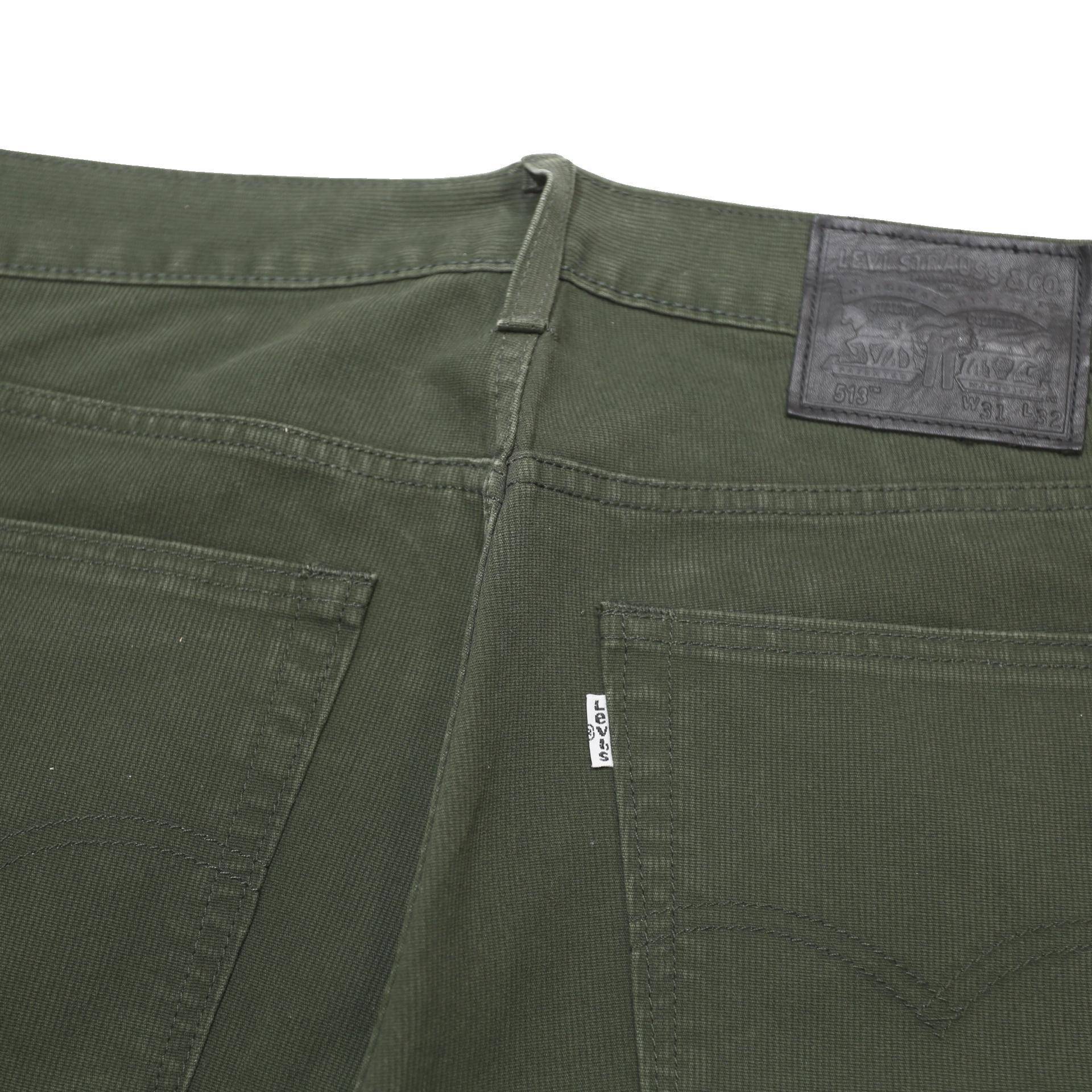 LEVI'S Mens Cotton Blend Dark Green Regular Fit Straight Leg Trousers W31 L27