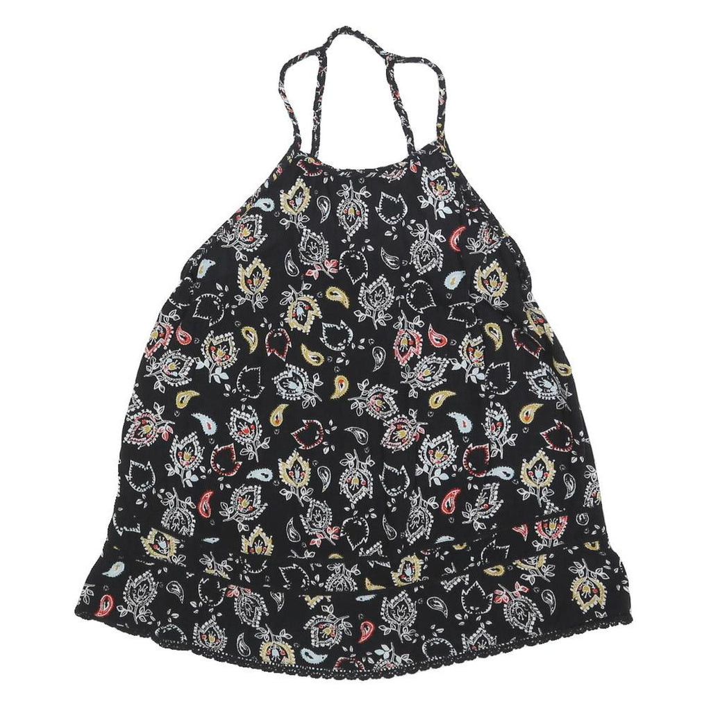 SUPERDRY Womens Black Paisley Print Halter Neck Sleeveless Top UK 10 Summer