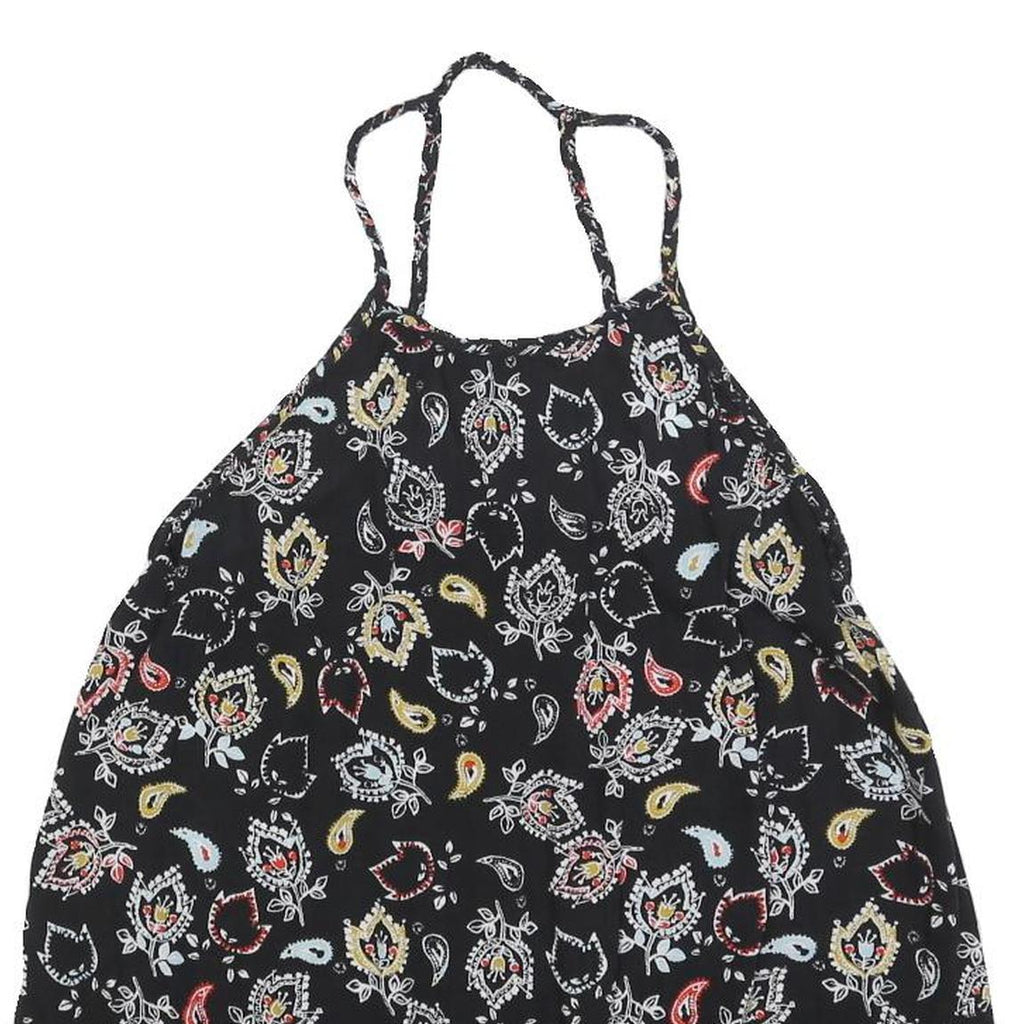 SUPERDRY Womens Black Paisley Print Halter Neck Sleeveless Top UK 10 Summer