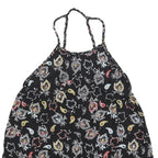 SUPERDRY Womens Black Paisley Print Halter Neck Sleeveless Top UK 10 Summer