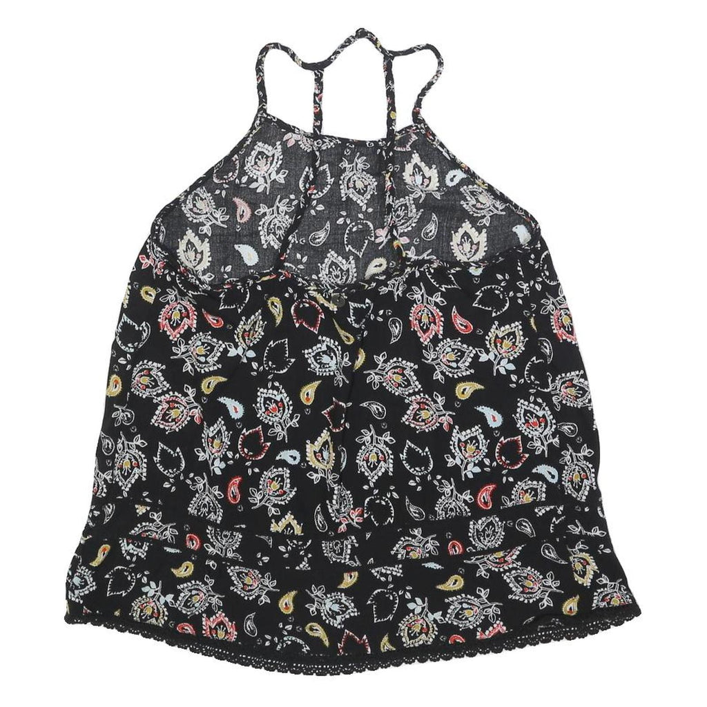 SUPERDRY Womens Black Paisley Print Halter Neck Sleeveless Top UK 10 Summer