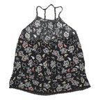 SUPERDRY Womens Black Paisley Print Halter Neck Sleeveless Top UK 10 Summer