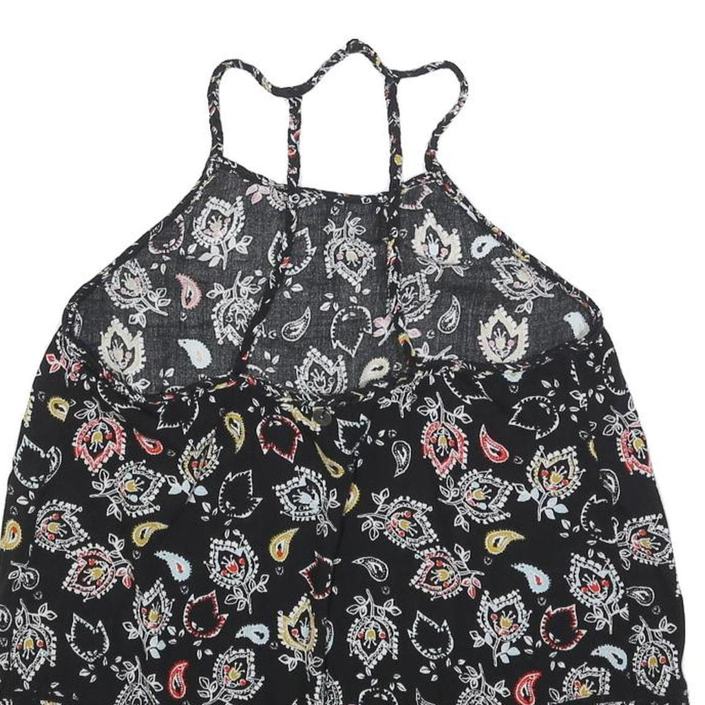 SUPERDRY Womens Black Paisley Print Halter Neck Sleeveless Top UK 10 Summer