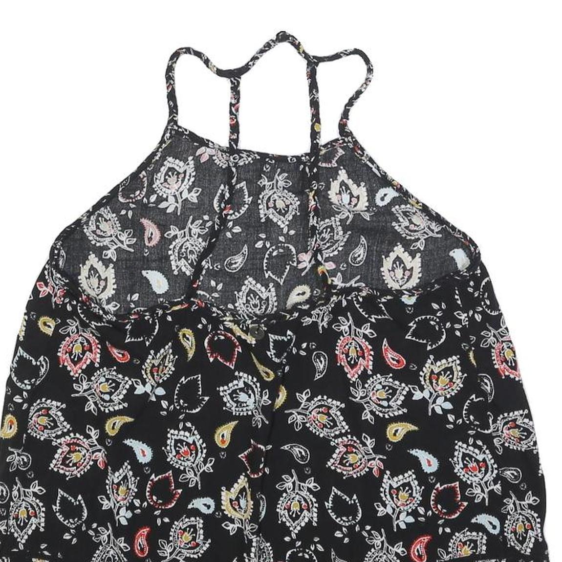 SUPERDRY Womens Black Paisley Print Halter Neck Sleeveless Top UK 10 Summer