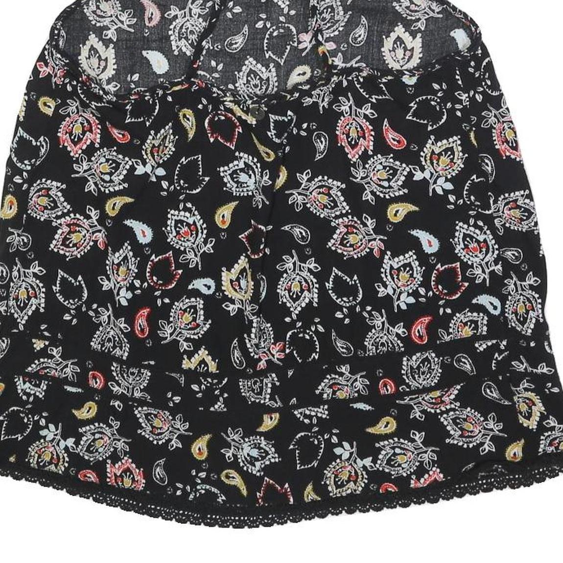 SUPERDRY Womens Black Paisley Print Halter Neck Sleeveless Top UK 10 Summer