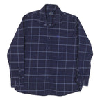 FRED PERRY Mens Blue Shirt XL Cotton Blend Checked Long Sleeve Button Down