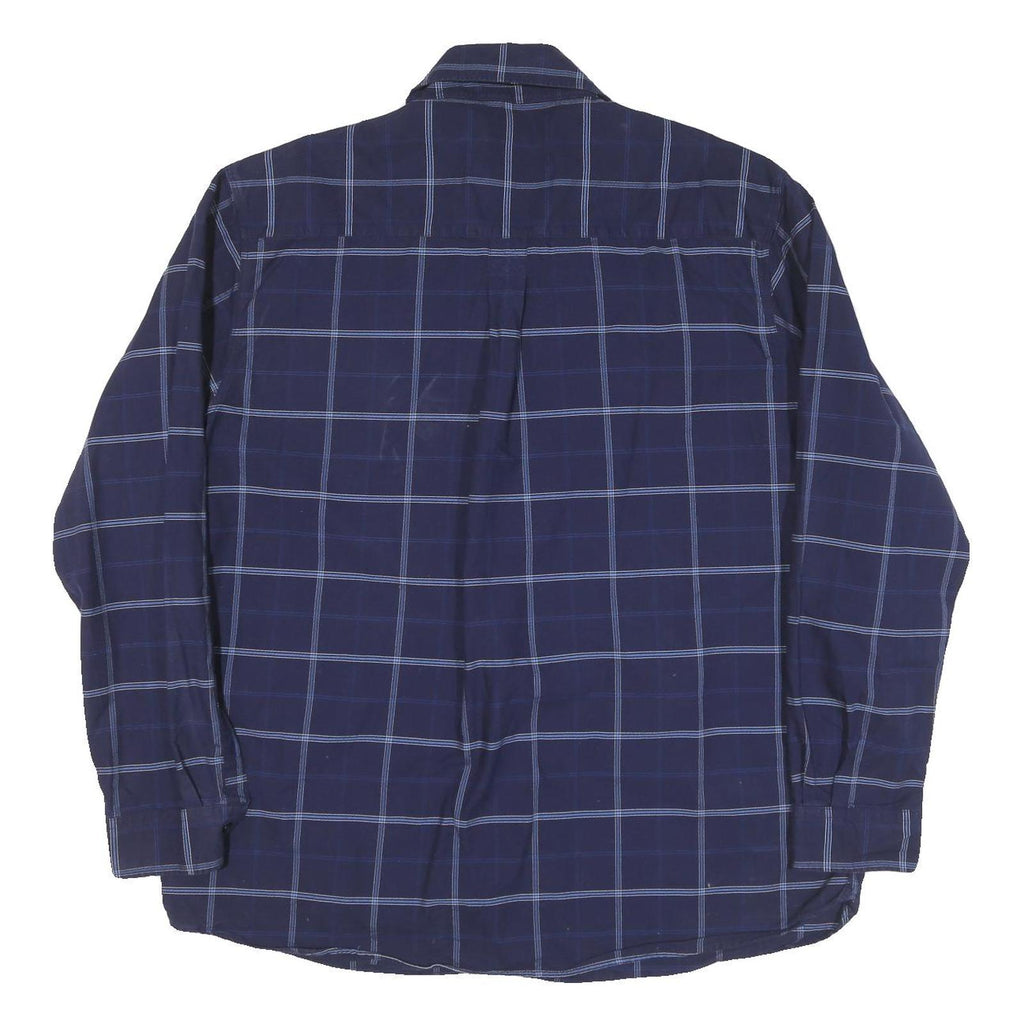 FRED PERRY Mens Blue Shirt XL Cotton Blend Checked Long Sleeve Button Down