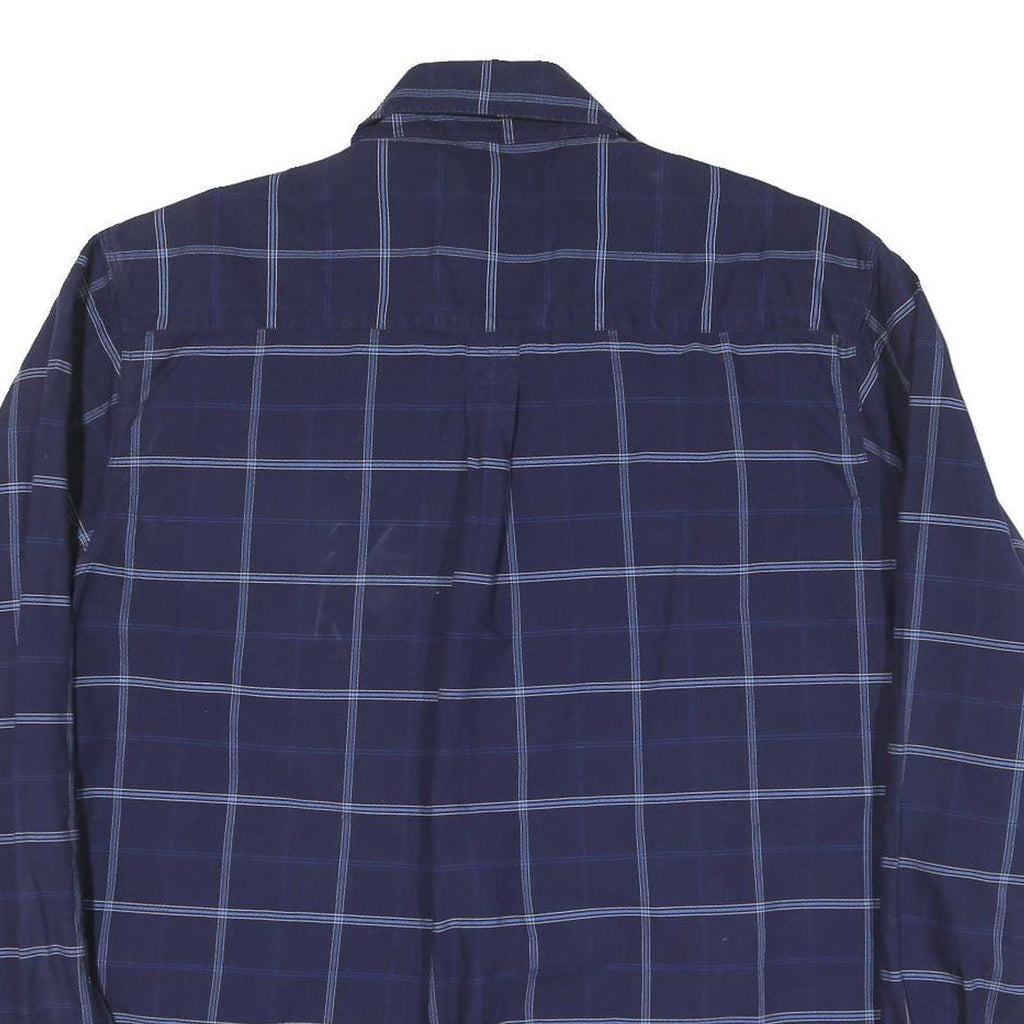 FRED PERRY Mens Blue Shirt XL Cotton Blend Checked Long Sleeve Button Down