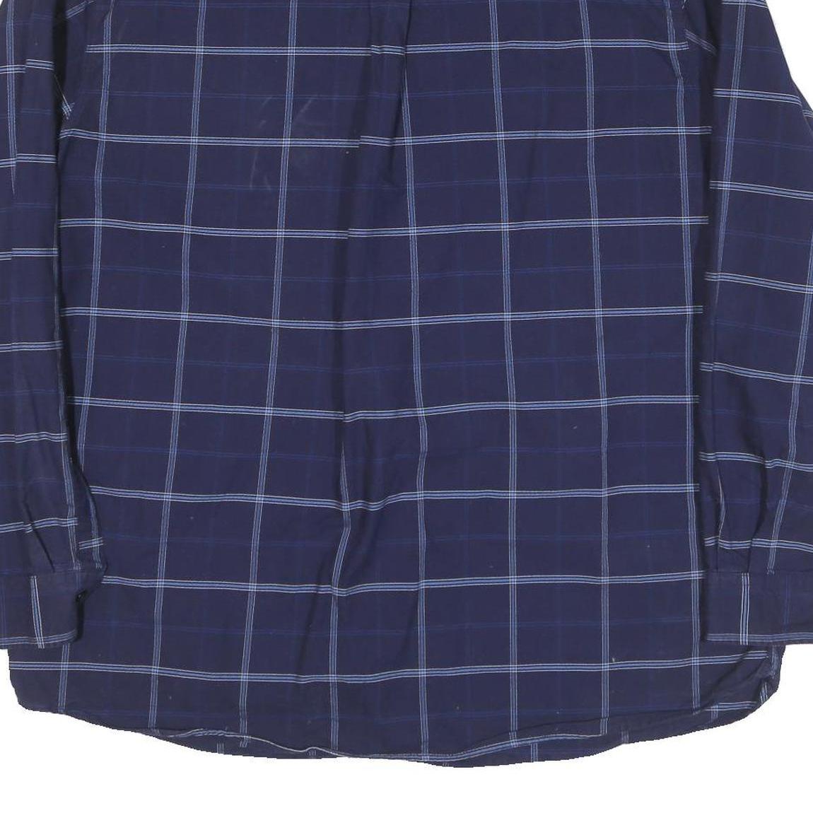 FRED PERRY Mens Blue Shirt XL Cotton Blend Checked Long Sleeve Button Down