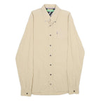 TOMMY HILFIGER Mens Beige Button Down Shirt S Classic Cotton Plain Long Sleeve