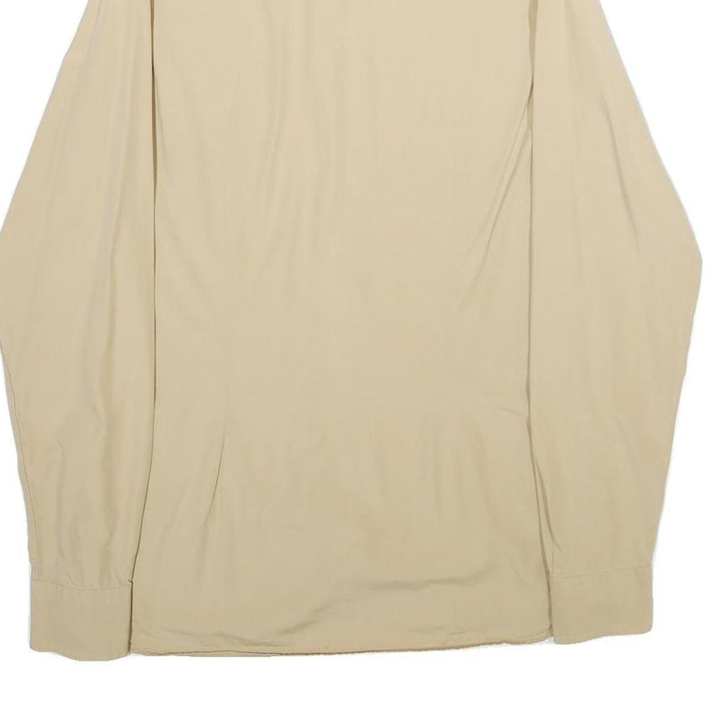 TOMMY HILFIGER Mens Beige Button Down Shirt S Classic Cotton Plain Long Sleeve